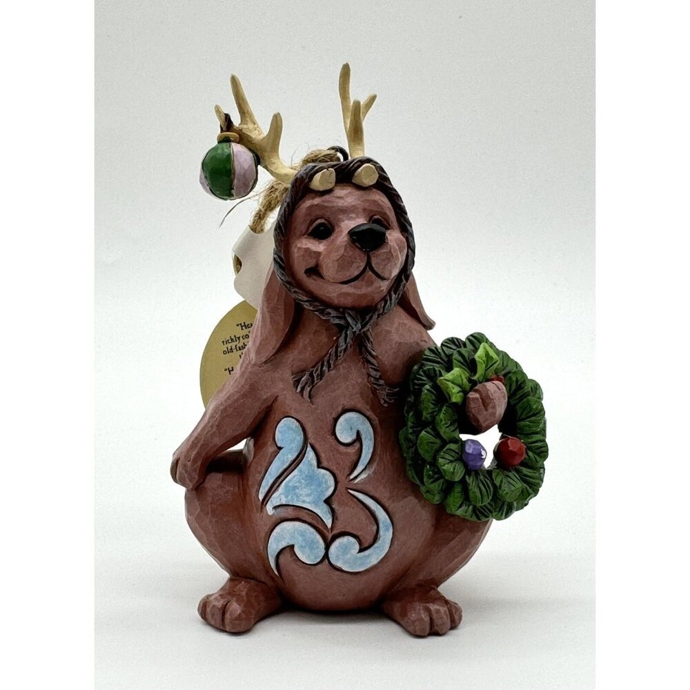 Jim Shore Christmas Dog With Reindeer Antlers  4047802 New w Original Box